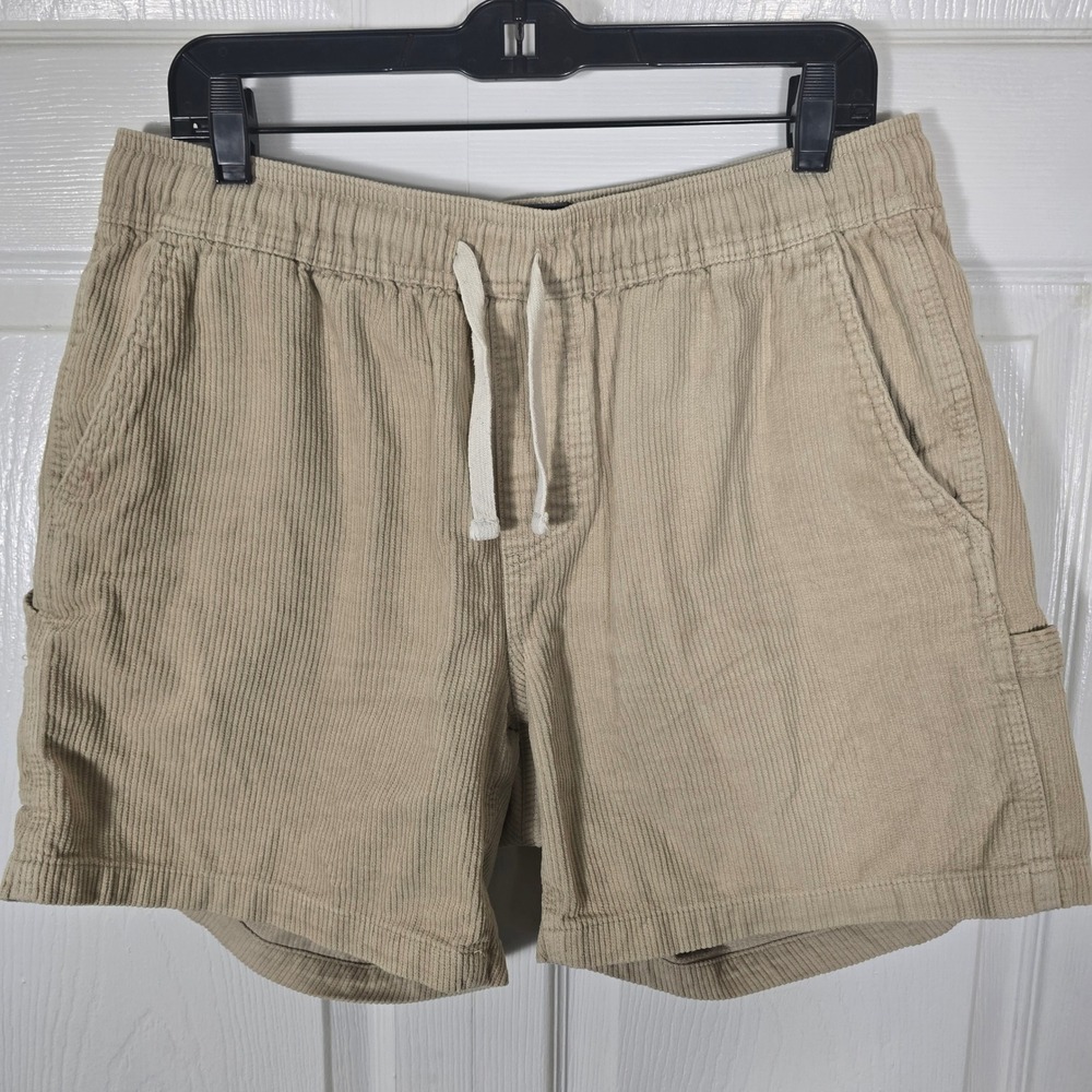Valor Collective Tan Corduroy Carpenter Shorts Men's Medium Elastic Waist